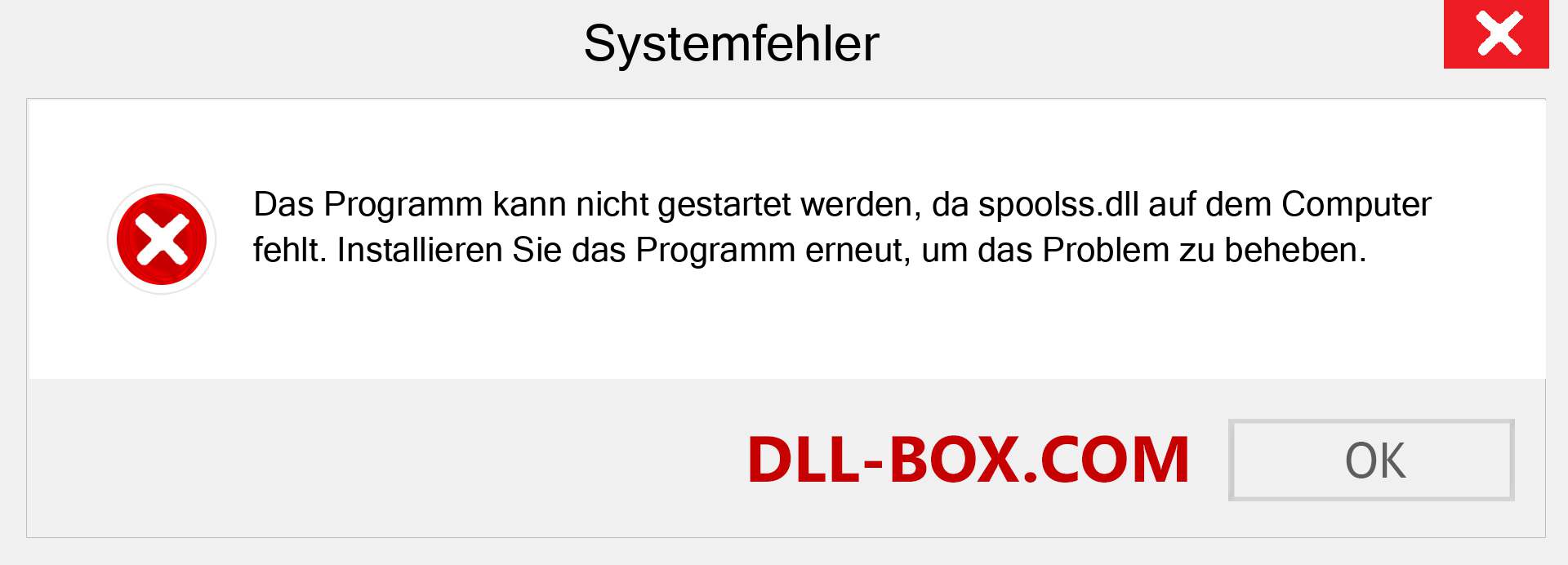 spoolss.dll-Datei fehlt?. Download für Windows 7, 8, 10 - Fix spoolss dll Missing Error unter Windows, Fotos, Bildern